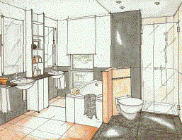 Foto eines zweiten Badezimmerplans