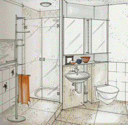 Foto eines Badezimmerplans
